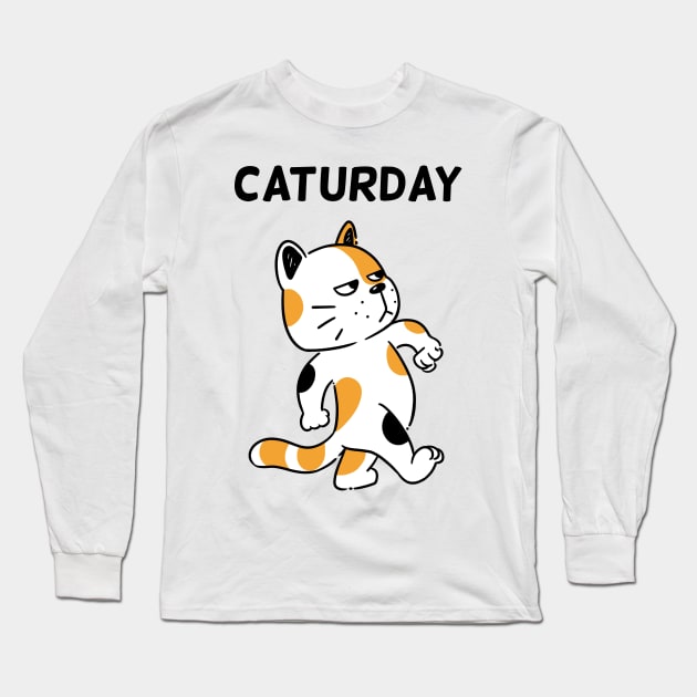 Caturday Long Sleeve T-Shirt by Onefacecat